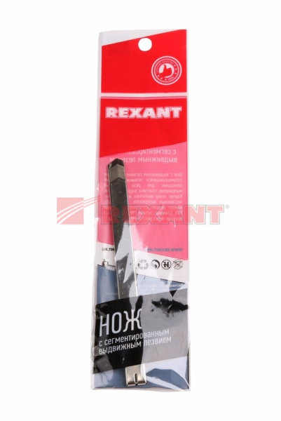Купить Нож с сегментированным лезвием 9 мм, корпус металлический, c клипсой Rexant 12-4906