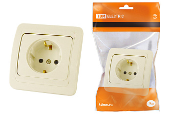 TDM Розетка 2П+З 16А сл. кость "Валдай" SQ1804-0108