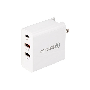Сетевое зарядное устройство для iPhone/iPad 2xUSB+USB Type-С, переходник + адаптер, 48W белое Rexant 18-2214