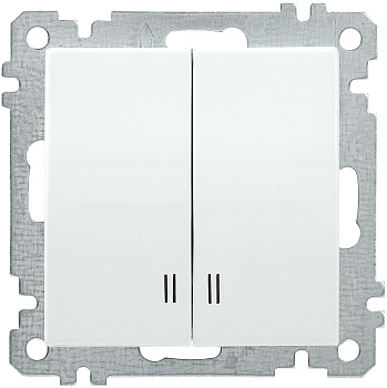 IEK ВС10-2-1-Б Выключатель двуклавишный с индикацией 10А BOLERO белый EVB21-K01-10-1