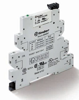 Finder Интерфейсный модуль (сборка 34.51.7.060.0000 + 93.61.0.125.7), электромеханическое реле, серия MasterBASIC; 1CO 6A; контакты AgNi; питание 125В 391101250073