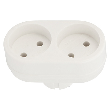 Двойник электрический , 6-10 А, без заземления, белый Rexant 11-1074