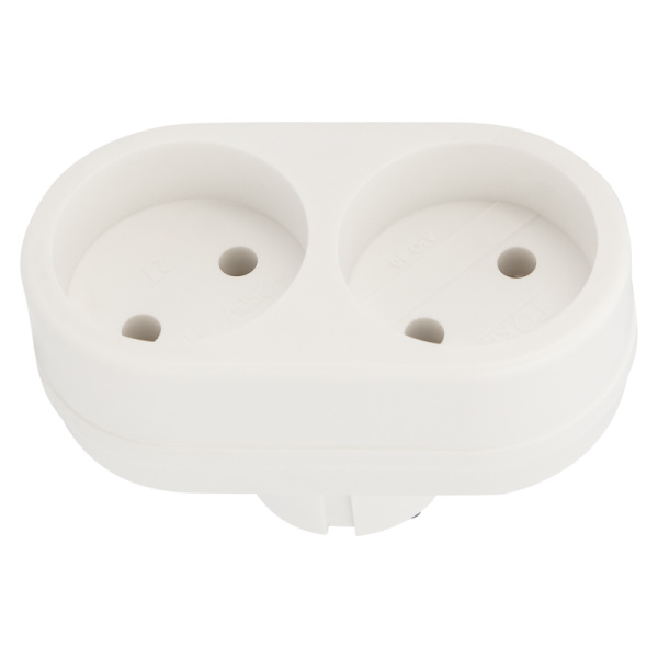 Двойник электрический , 6-10 А, без заземления, белый Rexant 11-1074