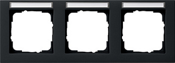 Gira E2 Черный Рамка 3-ая горизонтальная с полем для надписи 109309