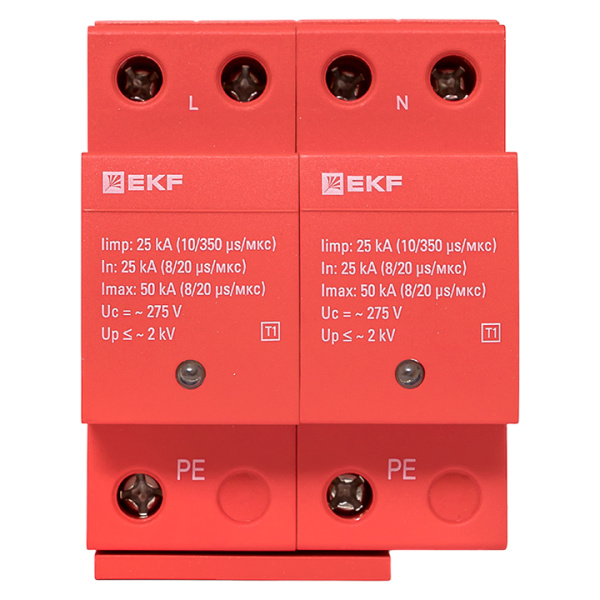 Купить Устройство защиты от импульсных перенапряжений Класс 1 Iimp 25kA (10/350μs) 2P EKF