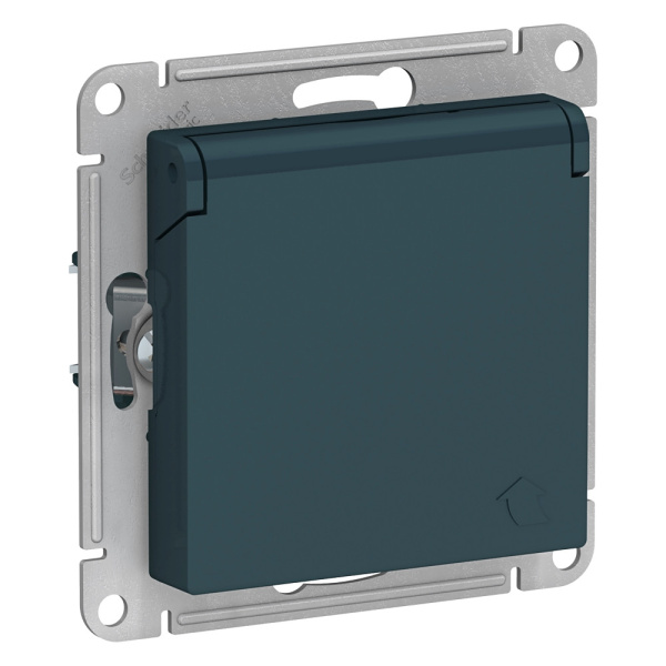 Systeme Electric AtlasDesign Изумруд Розетка с/з, со шторками, с крышкой, 16А, механизм