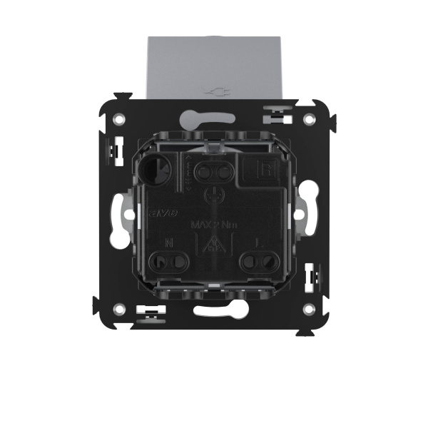 Купить DKC Розетка с крышкой в стену, 2P+E, с з/ш, "Avanti", "Закаленная сталь"