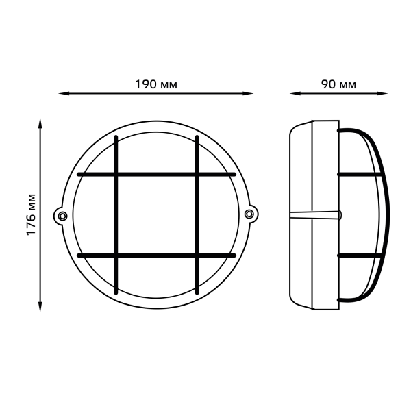 Купить Gauss Светильник НБП IP54 190*176*90 круг с решеткой под лампу Е27 max 60W, 1/10 926602116