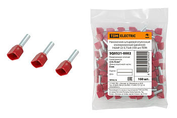 TDM Наконечник штыревой втулочный изолированный (двойной) НШвИ (2) 0,75х8 (100 шт) SQ0521-0002