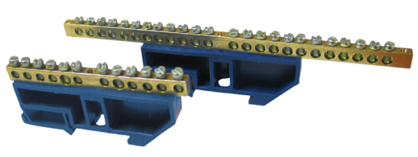 Купить EKF PROxima Шина "0" N (6х9мм) 12 отверстий латунь синий изолятор на DIN-рейку