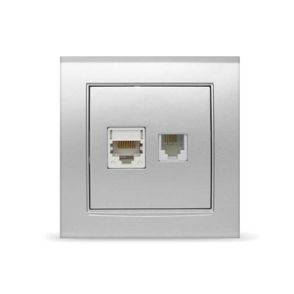 UNIVersal "Бриллиант" Розетка "серебро"комп.+TF 7949865