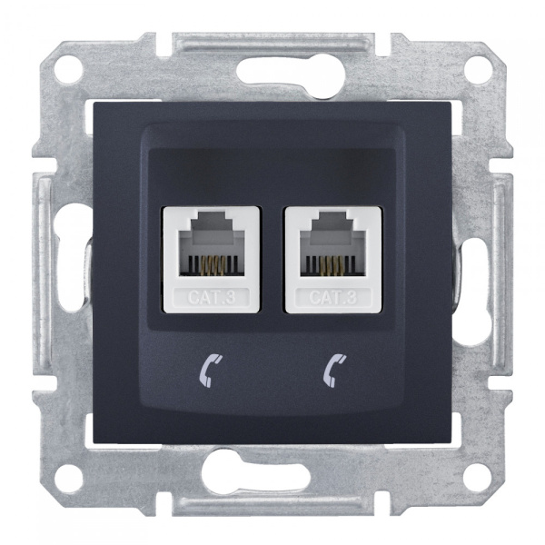 SE Sedna Графит Розетка ТЛФ 2-ая RJ11 SDN4201170