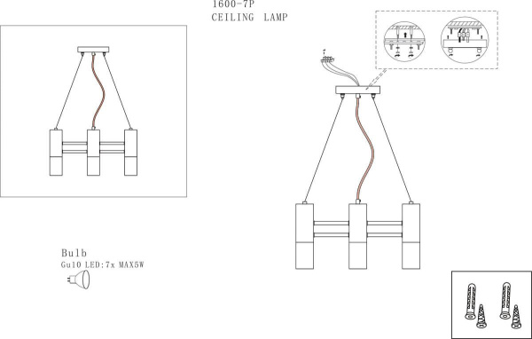 Купить Favourite Черная/Золото Люстра 7*GU10LED*4W 1600-7P
