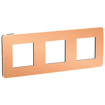 SE Unica Studio Медь/Антрацит Рамка 3-ная NU280658