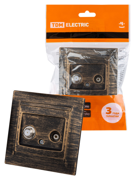 TDM Розетка TV ("мама") + SAT (F-разъем) 0-2400МГц старинная бронза "Лама" SQ1815-0761