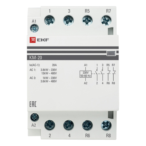 Купить EKF PROxima Контактор модульный КМ 20А 2NО+2NC (3 модуля)