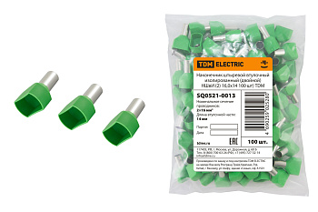 TDM Наконечник штыревой втулочный изолированный (двойной) НШвИ (2) 16,0х14 100 шт) SQ0521-0013