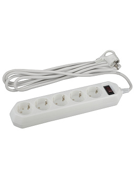 ЭРА USF-5es-5m-W Белый Сетевой фильтр базовая защита, с/з, с выкл, 5гн, 5м, ПВС, 10А