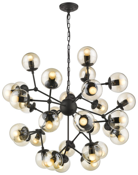 Wertmark WE236.30.023 Люстра подвесная Черный/Янтарный E27 30*60W