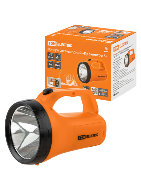 TDM Фонарь светодиодный "Прожектор 5", 3 Вт LED+12 SMD, бат. 3*АА, SQ0350-0068