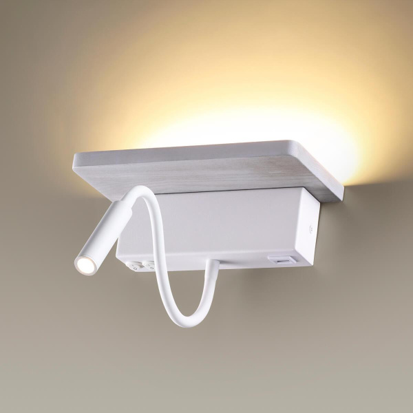 Купить Odeon Light 3869/8WL ODL19 154 Настенный светильник LED 8W 560Лм 3000К WOODY дерево седой дуб с белым/дерево