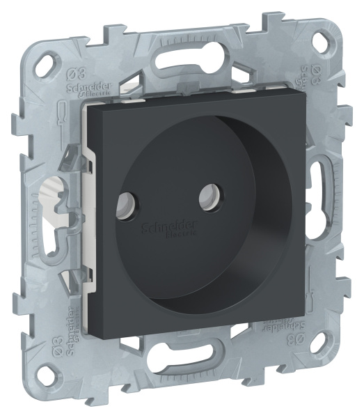 Купить SE Unica New Антрацит Розетка б/з со шторками, винт. зажим, 16 А NU503354