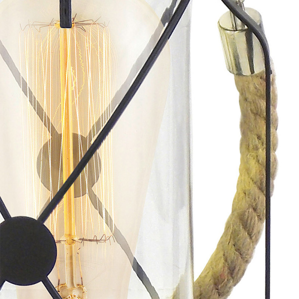 Купить Eglo Лампа настольная BRADFORD, 1x60W (E27), Ø140, H330, сталь, черный/стекло 49283