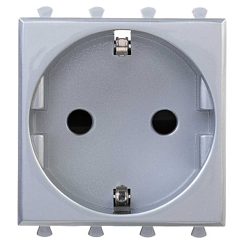 DKC Розетка модульная, 2P+E, с з/ш, "Avanti", "Закаленная сталь", 2 модуля