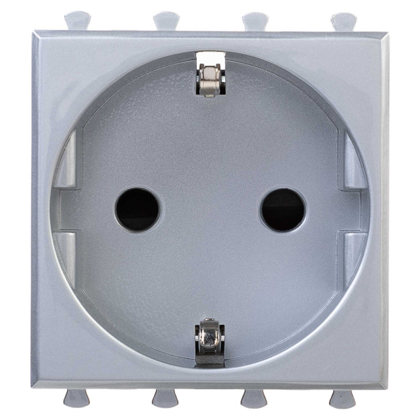 DKC Розетка модульная, 2P+E, с з/ш, "Avanti", "Закаленная сталь", 2 модуля