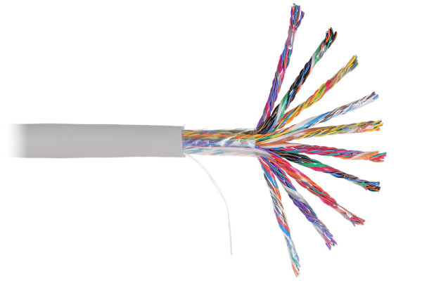 Купить IEK ITK Кабель связи витая пара U/UTP, кат.5E, 50 пар 50х2х24AWG solid, LSZH, 500м, серый LC1-C5E50-121