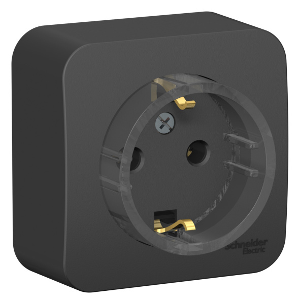 Купить Systeme Electric Blanca наруж Антрацит Розетка с/з без шторок, (тонкая) 16А, 250В, изолир. пластина