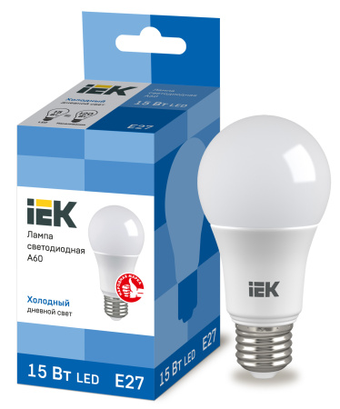 IEK Лампа светодиодная ECO A60 шар 15Вт 230В 6500К E27 LLE-A60-15-230-65-E27