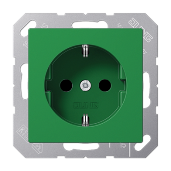 JUNG Штепсельная розетка SCHUKO 16A 250V~ с защитой от детей термопласт зеленая A1520BFKIGN