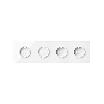 Simon 100 Белый глянец Кит 4 поста, фронт. Накладка на 4 розетки Schuko 10020401-130