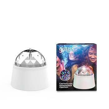 Gauss Светильник "диско" 3W 220-240V белый с фиксированной проекцией с кабелем электропитания и выключателем LED DIY0021