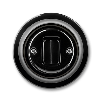 ABB Decento Чёрный фарфор Выключатель двухклавишный 2CHK590534C4301