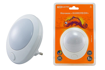 TDM Ночник "Хамелеон"  D 75  с выключателем,белый, 0,5 Вт, 220 В SQ0357-0007