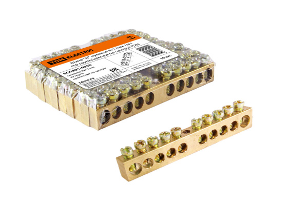 TDM Шина "N" нулевая 8х12мм 10/1 (10 групп/крепеж по центру) SQ0801-0050