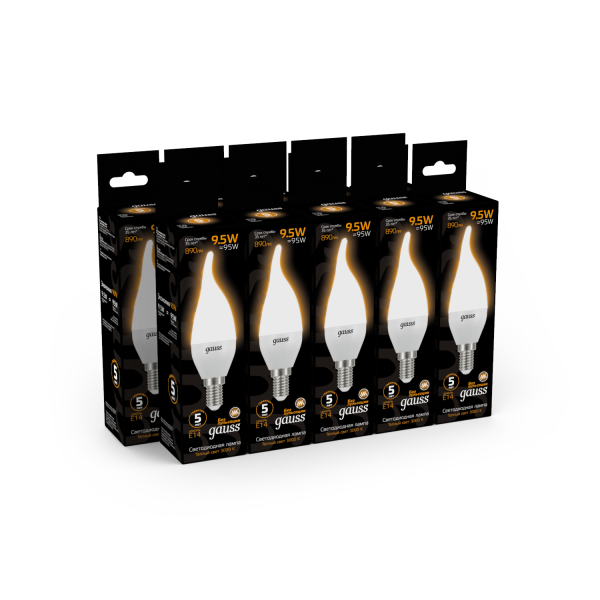 Купить Gauss Лампа Свеча на ветру 9.5W 890lm 3000K E14 LED 104101110