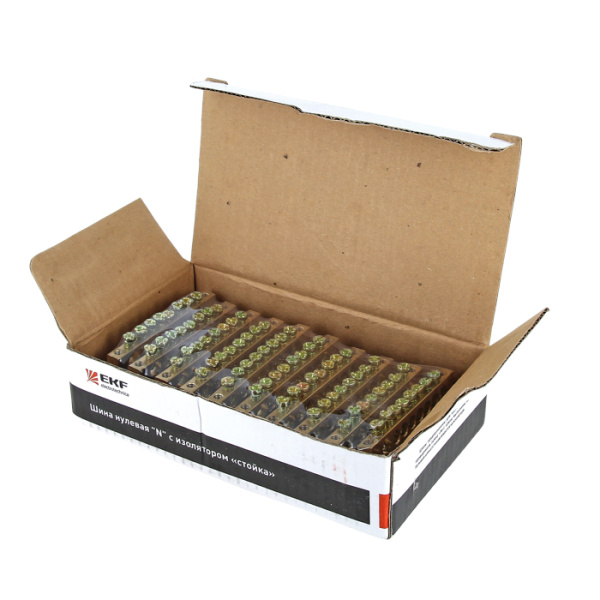 Купить EKF PROxima Шина "0" N (6х9мм) 8 отверстий латунь 2 синих угловых изолятора