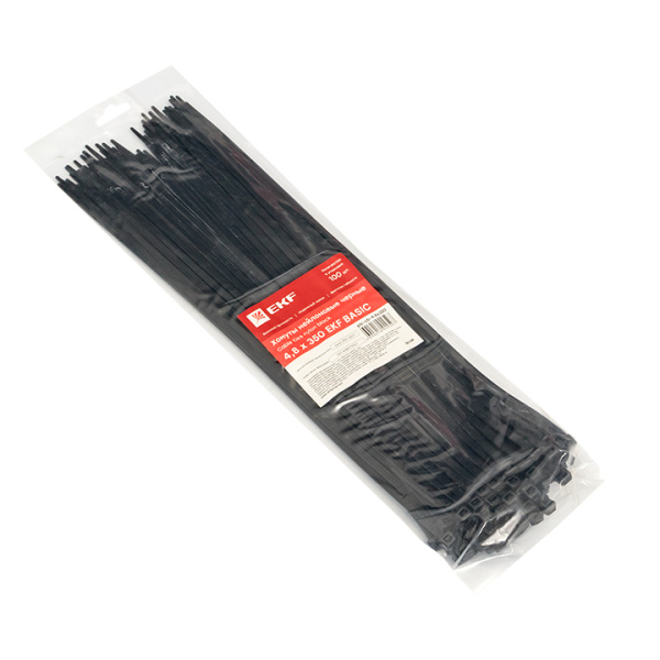 Купить EKF Basic Хомут нейлоновый черный (4,8х350) (100шт.)