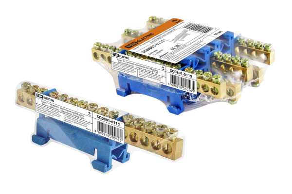 TDM Шина "N" нулевая с изолятором на DIN-рейку 6x9мм стойка мал. 15 групп инд. стикер SQ0801-0115