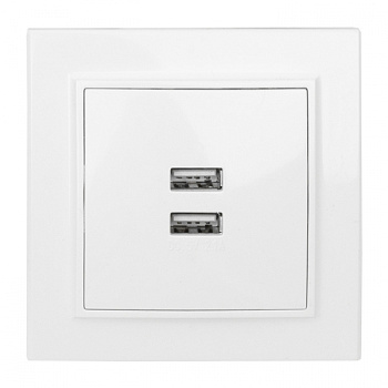 EKF Basic Минск Белый Розетка USB 2-ая, 2,1А, СП