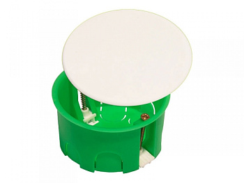 Hegel Коробка разветвительная д/полых стен с крышкой, внутр разм 86х45 мм, ниша:80х45 мм, круг, пласт. лапки, IP30 КР1202-И