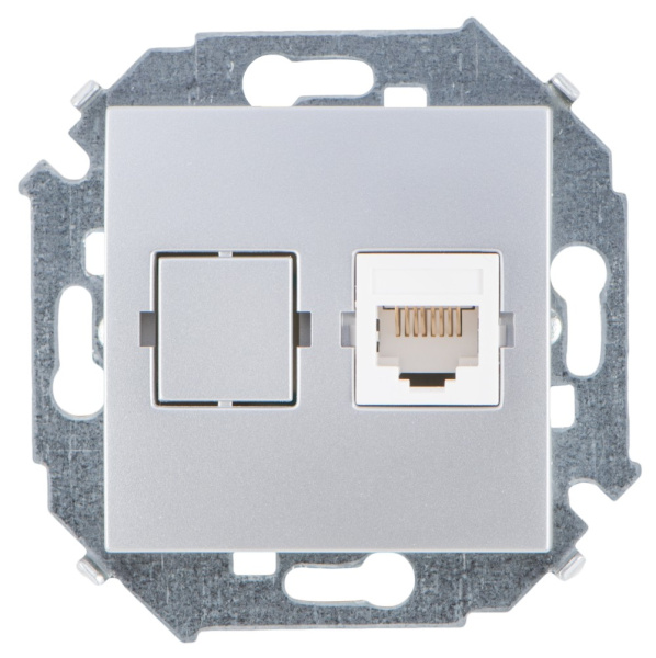 Simon 15 Алюминий Розетка компьютерная 1-ая RJ45 кат.5е 1591598-033