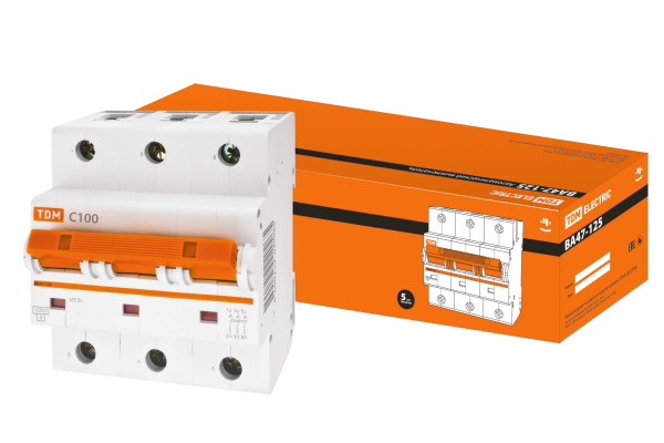 TDM Авт. выкл. ВА47-125 3Р 100А 15кА  х-ка С SQ0208-0083