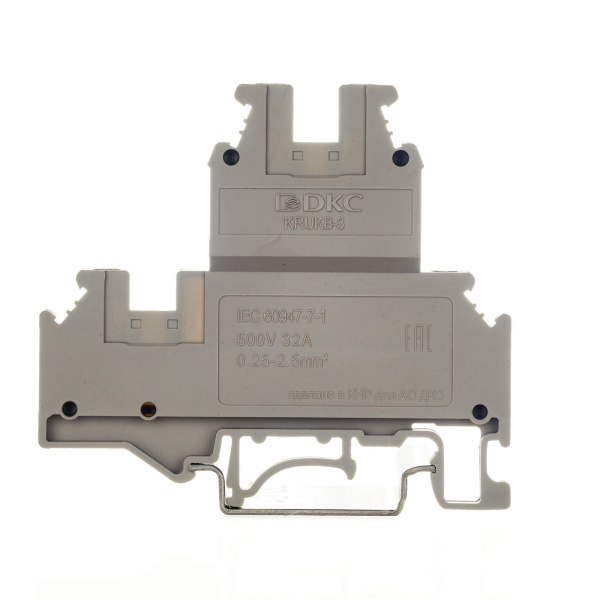 Купить DKC Nuputuk Клемма двухуровневая, винтовой зажим, 4 точки подключения, 2.5 кв.мм, серая