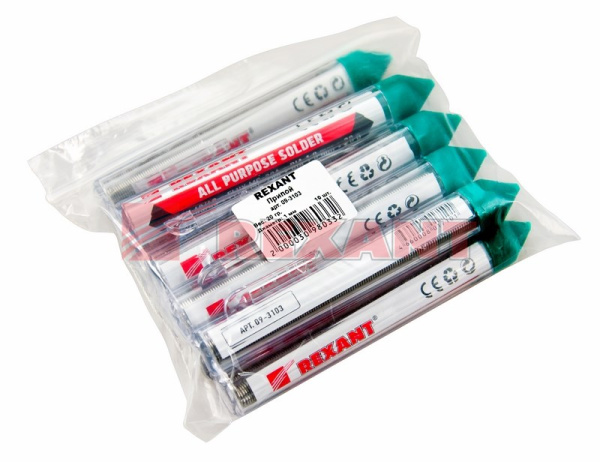 Купить Припой с канифолью 20 гр.d=1.0 мм (Sn60 Pb40 Flux 2.2%) Rexant 09-3103