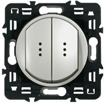 Legrand DIY Celiane Бел Переключатель двухклавишный на два направления с подсветкой 696910