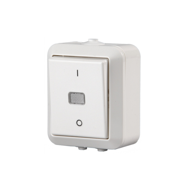 ABB Jussi Выключатель 1-клавишный, 2-полюсный, 16А/230В (схама 2), белый, поверхностный монтаж, IP44 2TKA000138G1